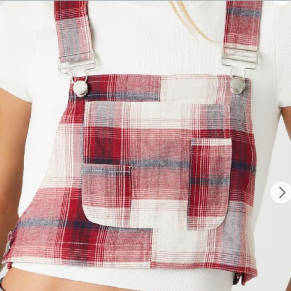 Plaid Cropped Overall Shirt